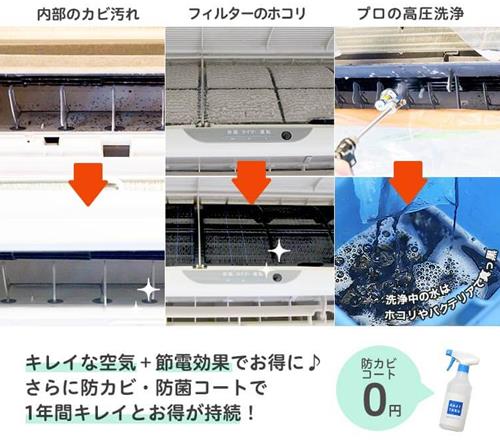 カジタクのエアコンクリーニングは抗菌コート無料