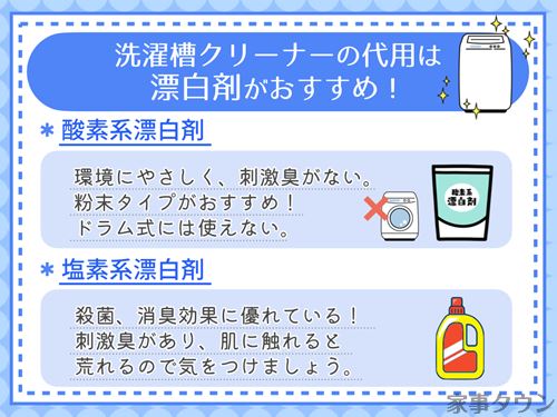 洗濯槽クリーナーの代用は漂白剤がおすすめ！